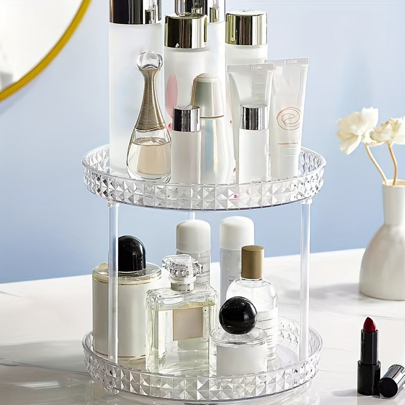 1pc 360° Rotatable Makeup Organizer, Cosmetic Storage Rack and Bathroom Vanity