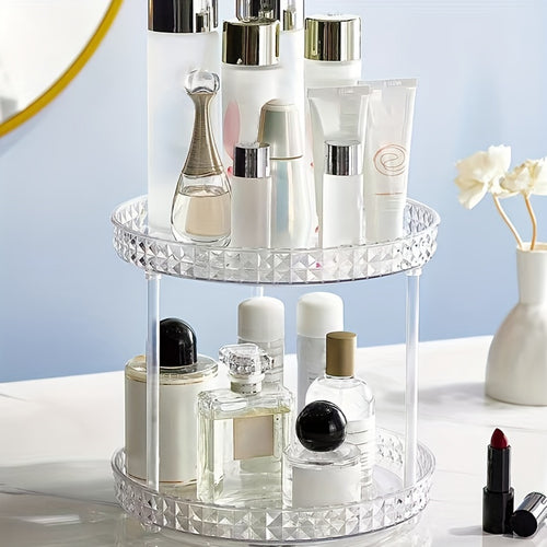 1pc 360° Rotatable Makeup Organizer, Cosmetic Storage Rack and Bathroom Vanity