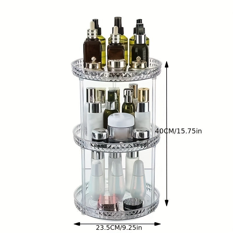 1pc 360° Rotatable Makeup Organizer, Cosmetic Storage Rack and Bathroom Vanity
