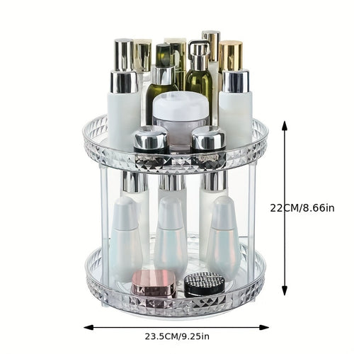 1pc 360° Rotatable Makeup Organizer, Cosmetic Storage Rack and Bathroom Vanity